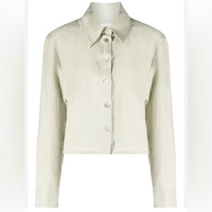 NWT Sleeper Green Safari Cropped 100% Linen Shirt